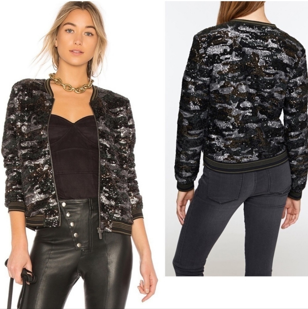 Sanctuary Sequin Camo Bomber Jacket